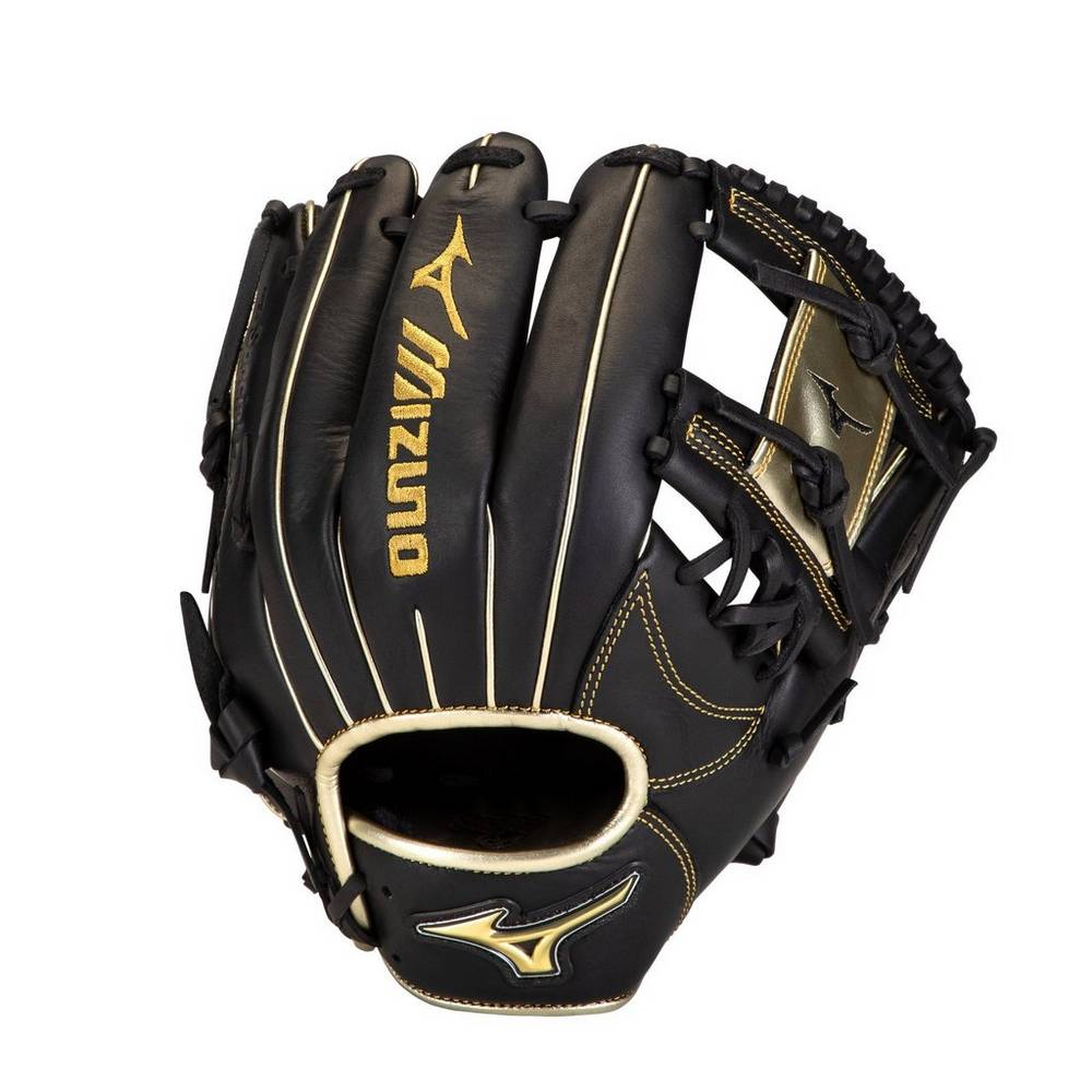 Guantes De Beisbol Mizuno MVP Prime SE Infield 11.5" Hombre Negras/Doradas Baratas EKJH-56471